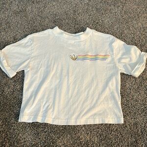 Adidas Original Women’s Pride Linear Cropped Tee White Medium